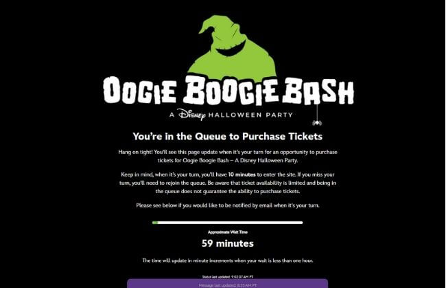 Oogie Boogie Bashエントリー59分待ちに